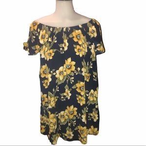 🎀 Medium off the shoulder navy blue Floral dress